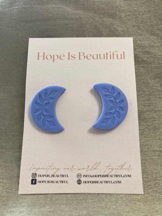 Blue Crescent Earrings