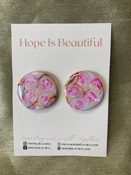 Hand Painted Round Earrings