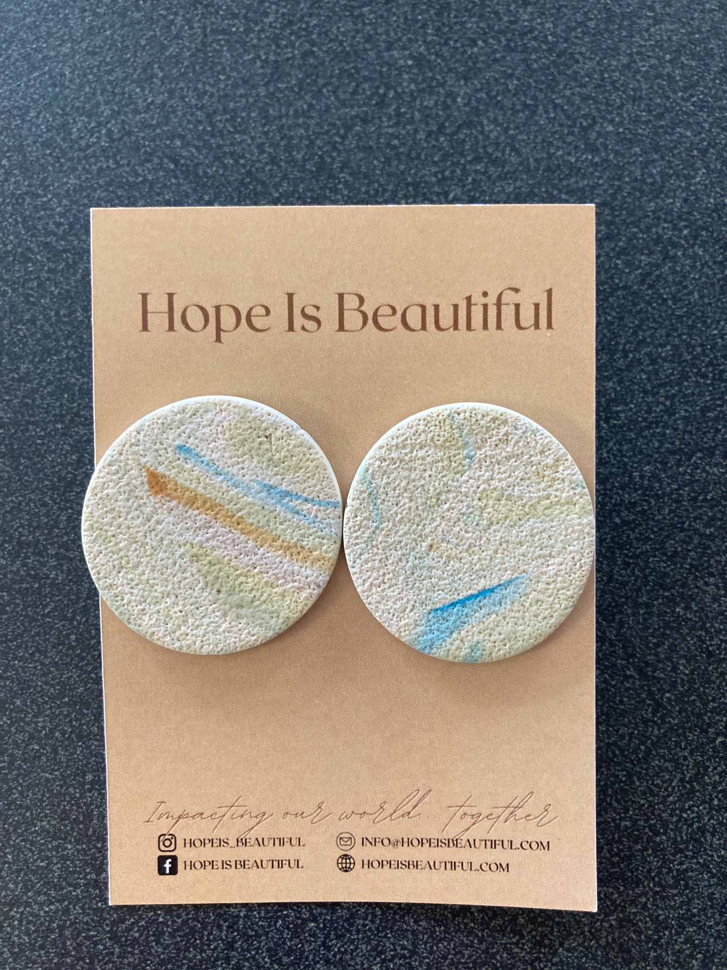 Textured Sage Round Stud Earrings - Limited Edition